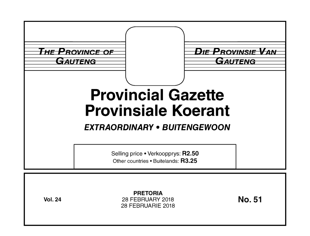 Provincial Gazette Provinsiale Koerant EXTRAORDINARY • BUITENGEWOON