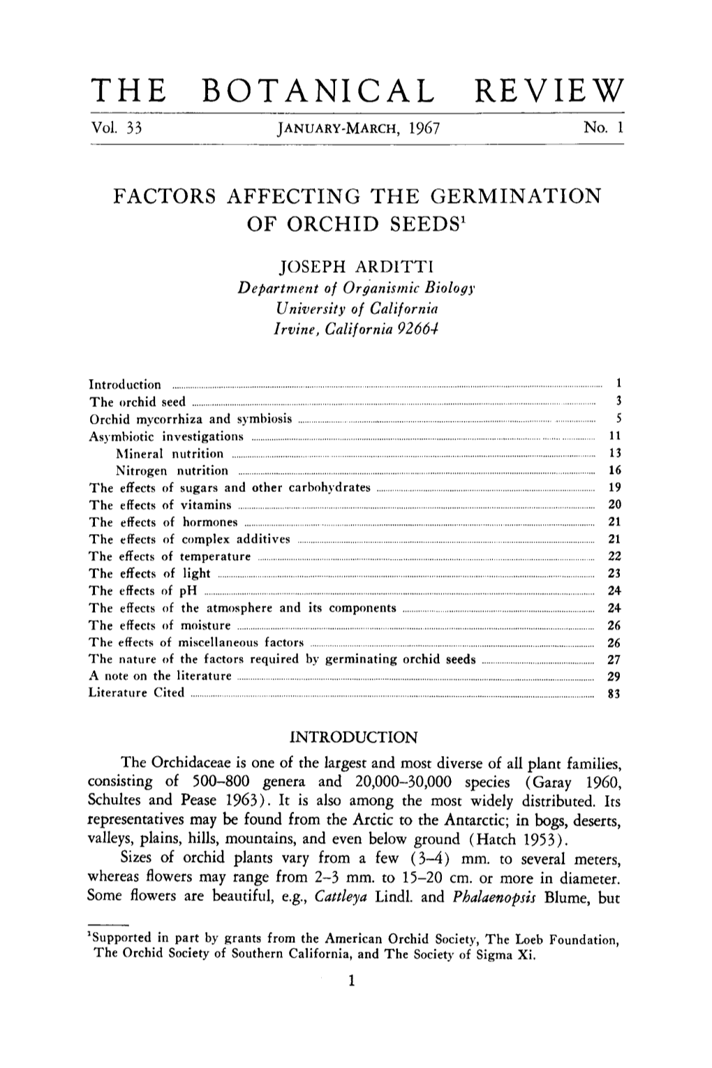 Factors Affecting the Germination of Orchid Seeds 1