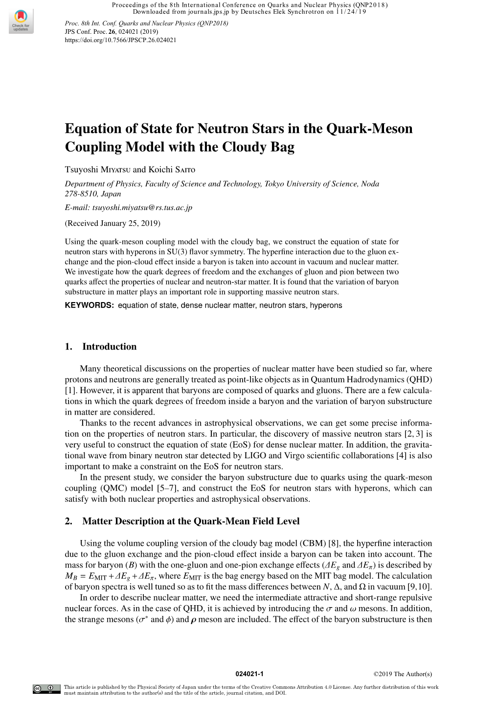 Equation of State for Neutron Stars in the Quark-Meson Coupling Model with the Cloudy Bag