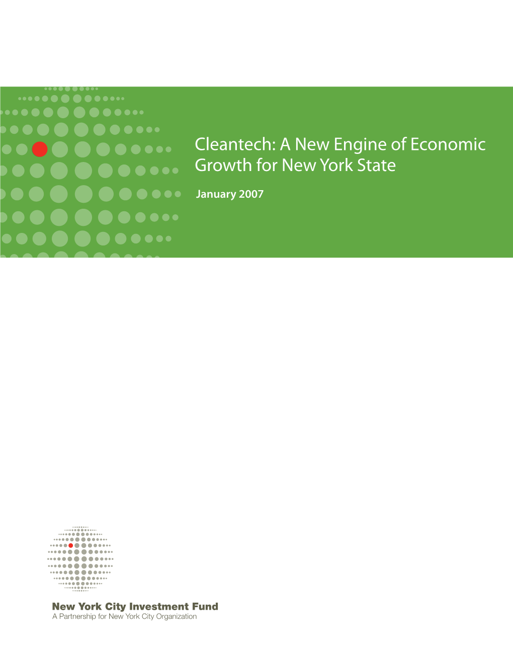 Cleantech: a New Engine of Economic Growth for New York State