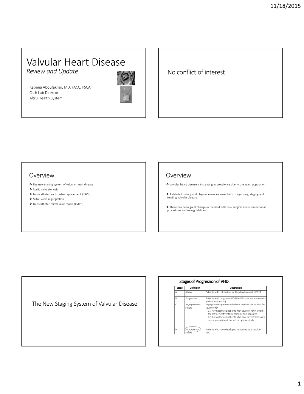 Valvular Heart Disease Review and Update No Conflict of Interest