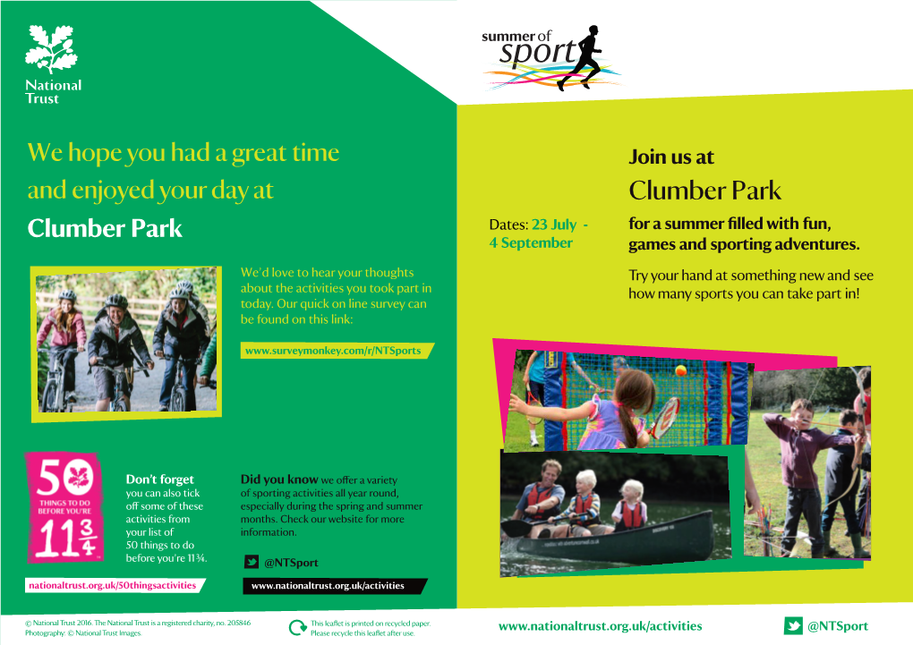 Clumber Park Clumber Park Dates: 23 July - for a Summer Filled with Fun, 4 September Games and Sporting Adventures