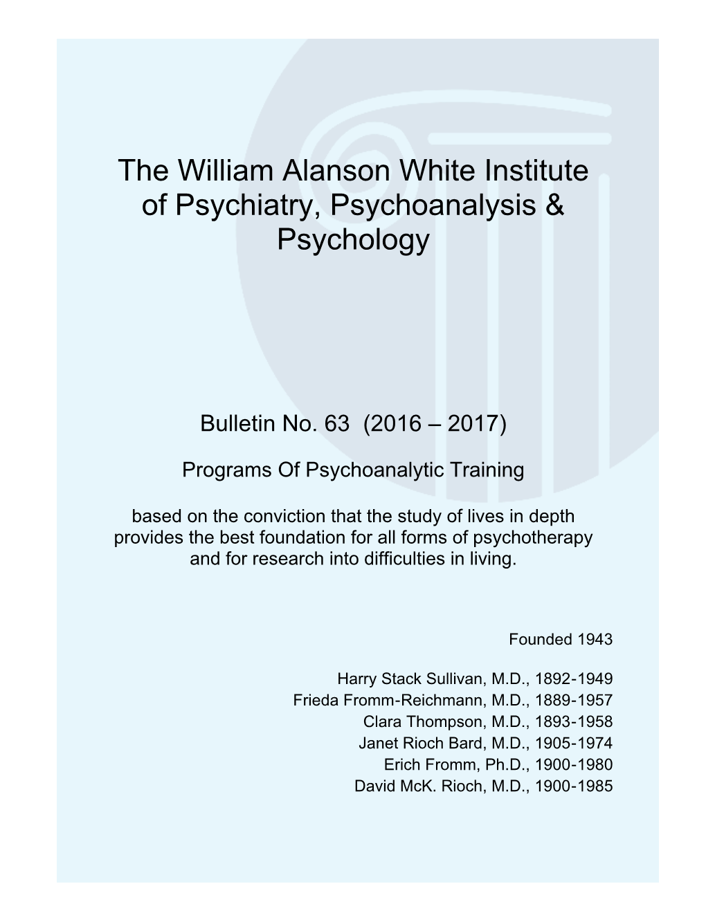 The William Alanson White Institute of Psychiatry, Psychoanalysis & Psychology