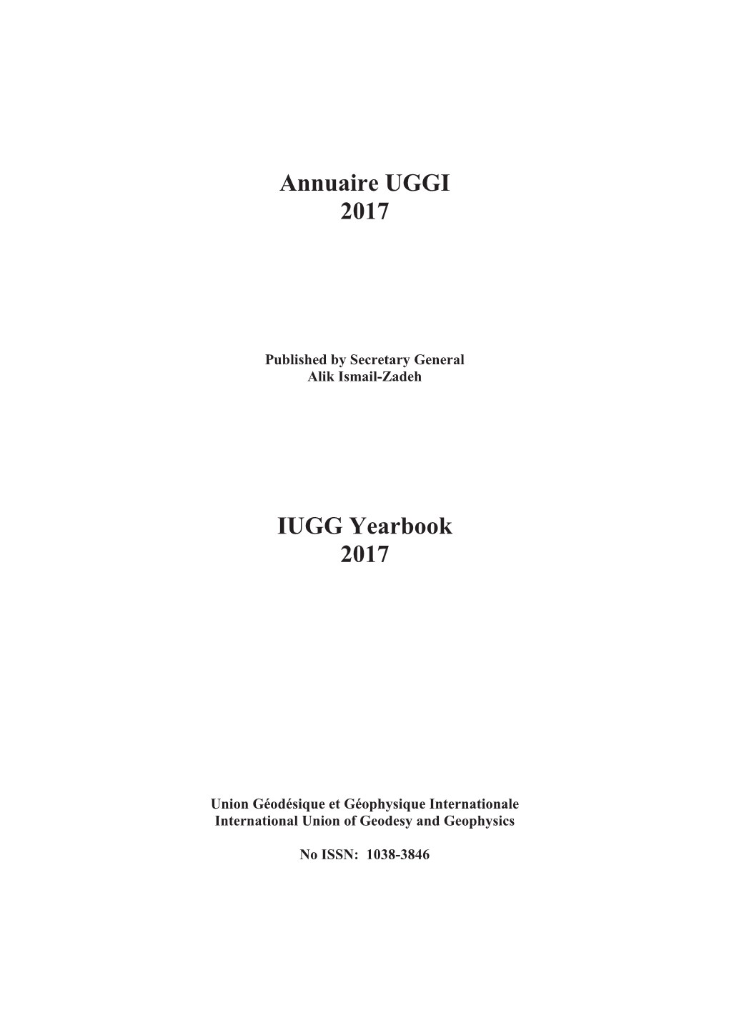 Annuaire UGGI 2017 IUGG Yearbook 2017