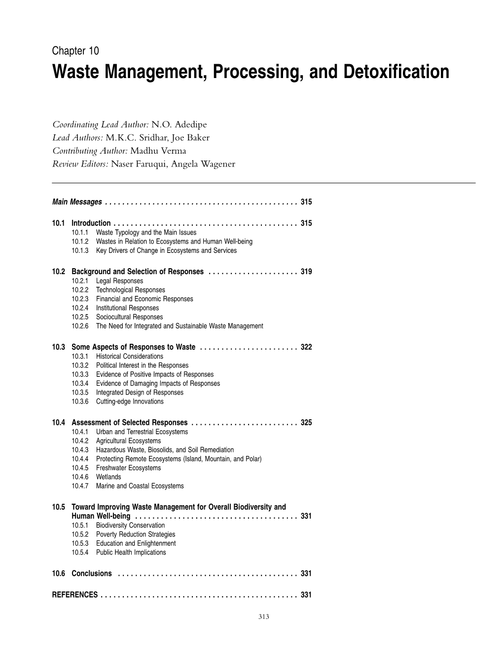 10. Waste Management, Processing and Detoxification