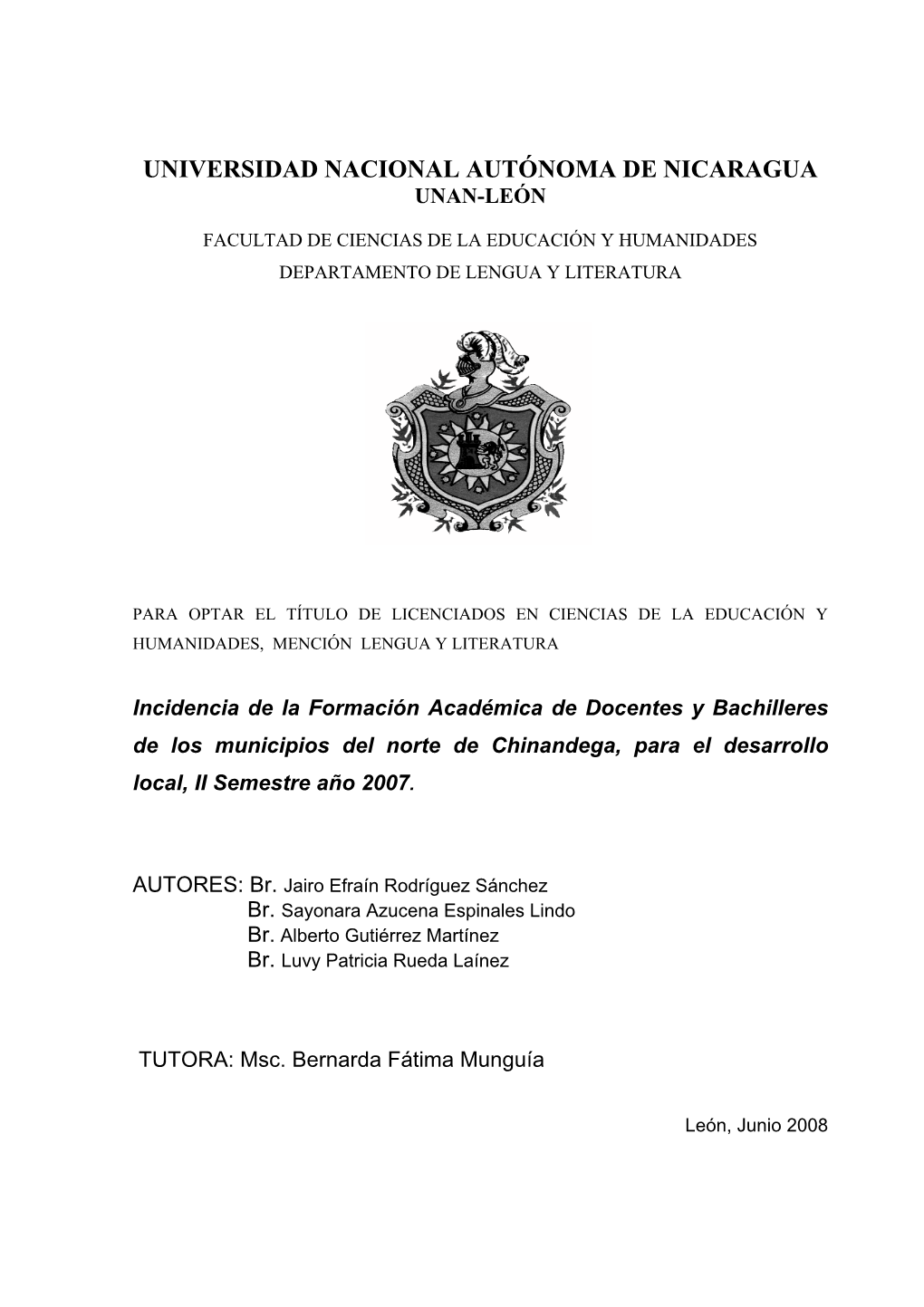 Universidad Nacional Autónoma De Nicaragua Unan-León