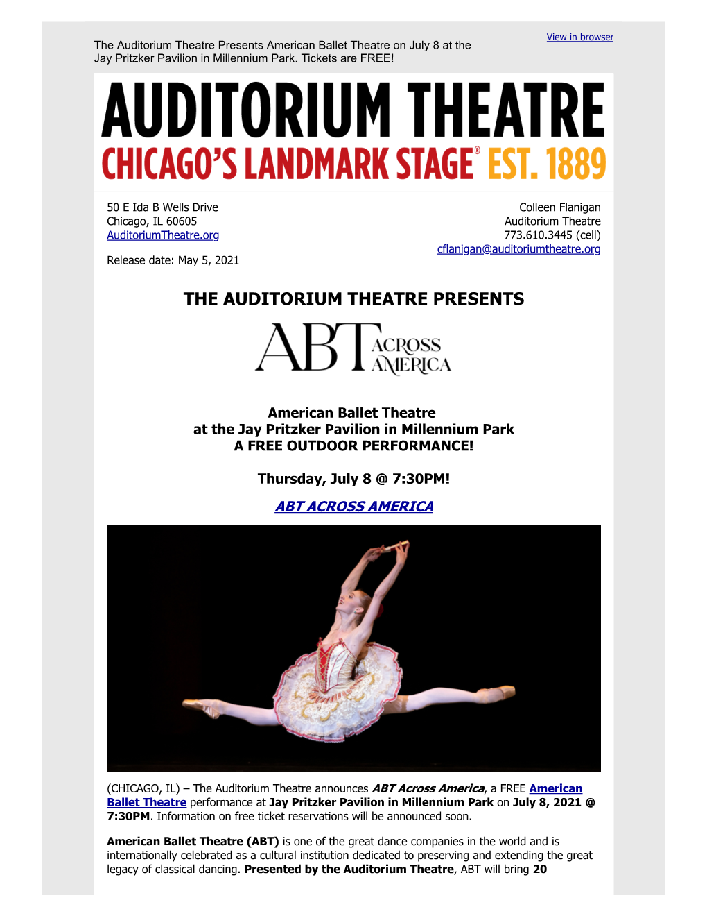 The Auditorium Theatre Presents ABT Across America