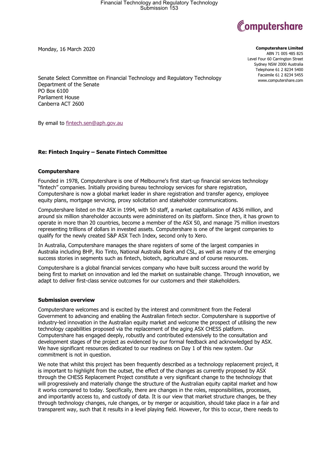 Financial Technology and Regulatory Technology Submission 153