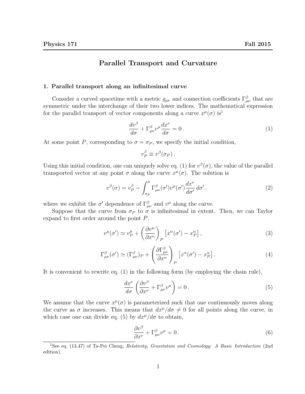 Parallel Transport and Curvature