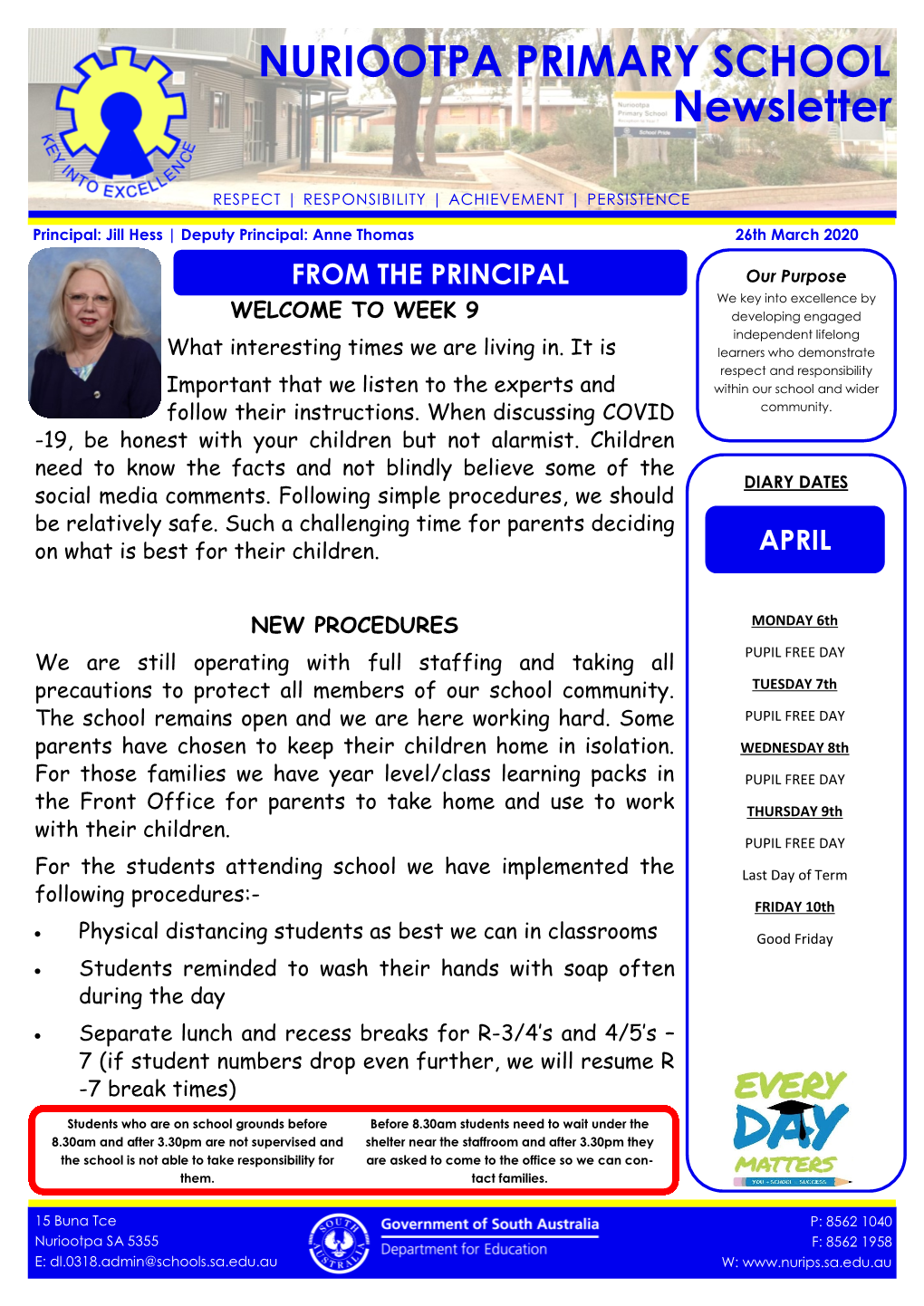 NURIOOTPA PRIMARY SCHOOL Newsletter