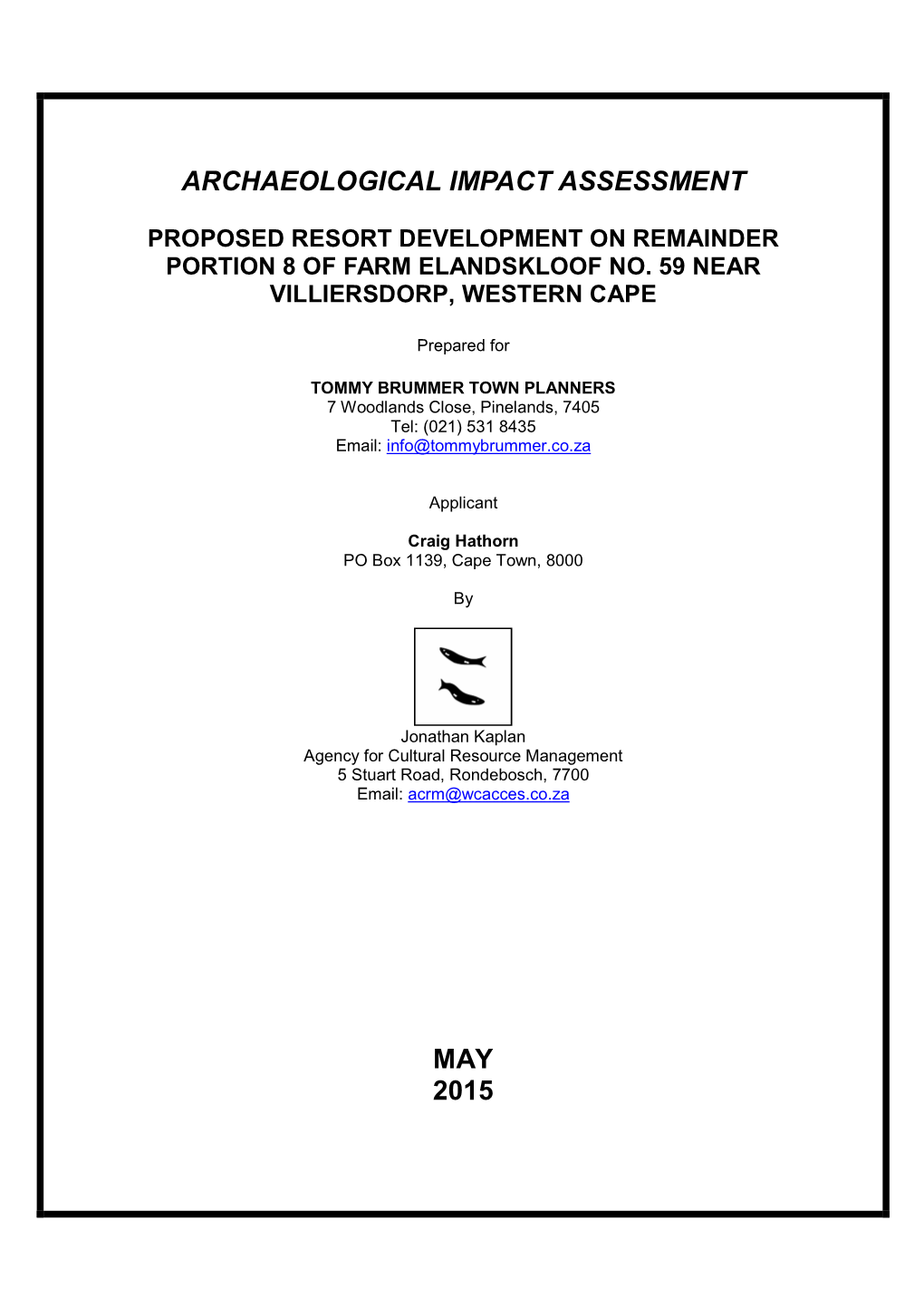 Report Elandskloof Farm Resort Development