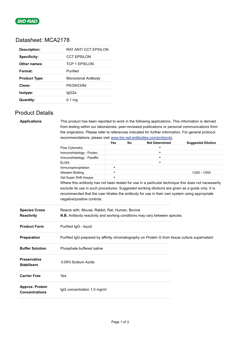 Datasheet: MCA2178 Product Details