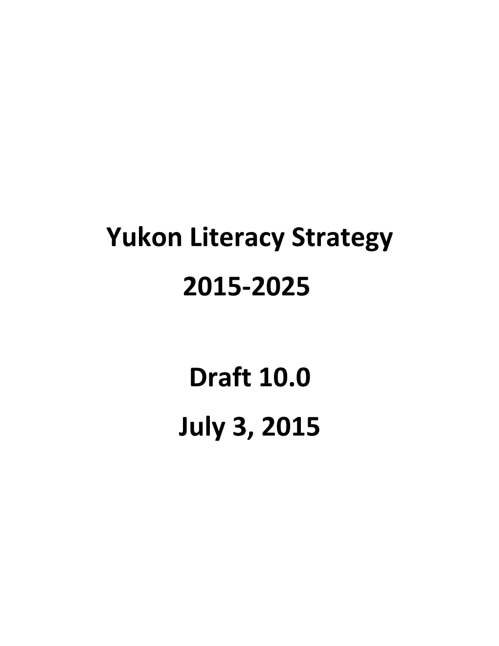 Yukon Literacy Strategy