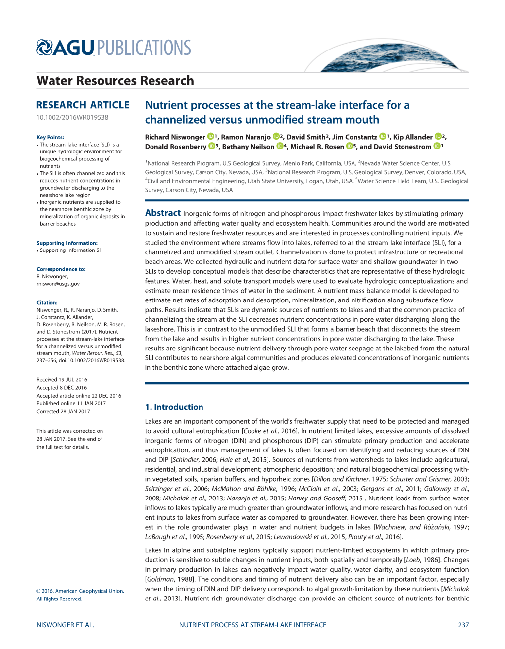 Lake Interface for a Channelized Versus Unmodified Stream Mouth