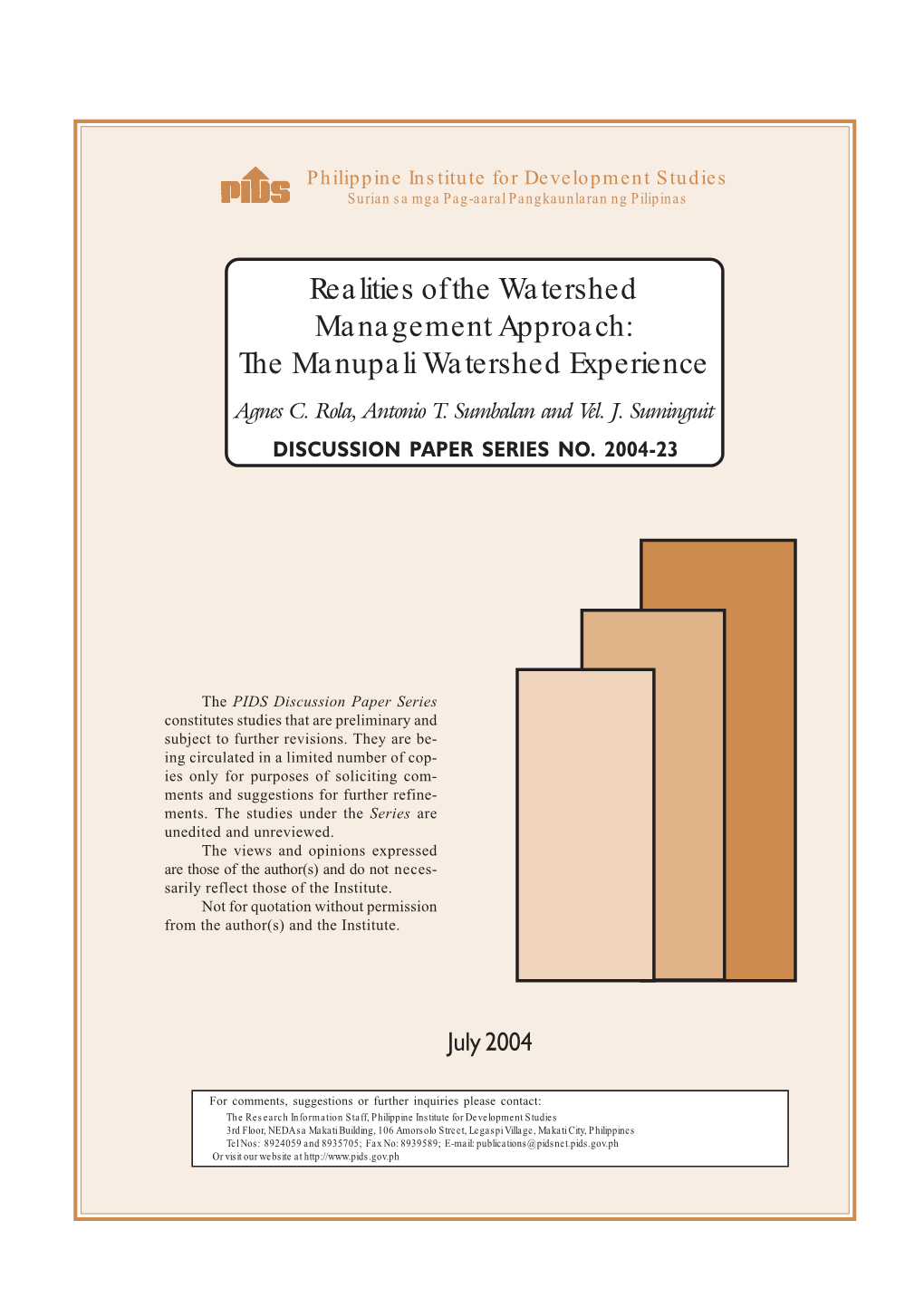 The Manupali Watershed Experience