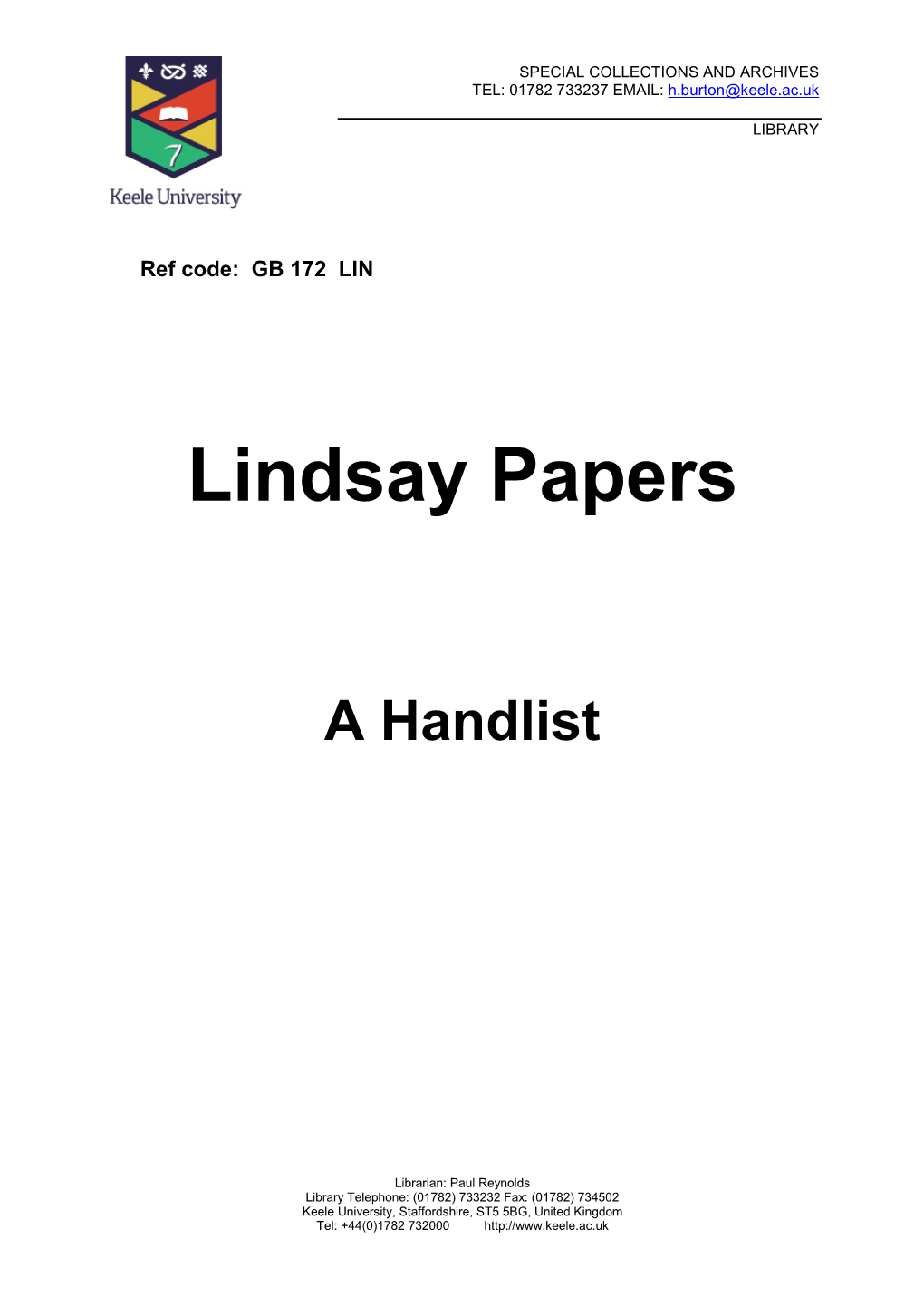 Lindsay Papers