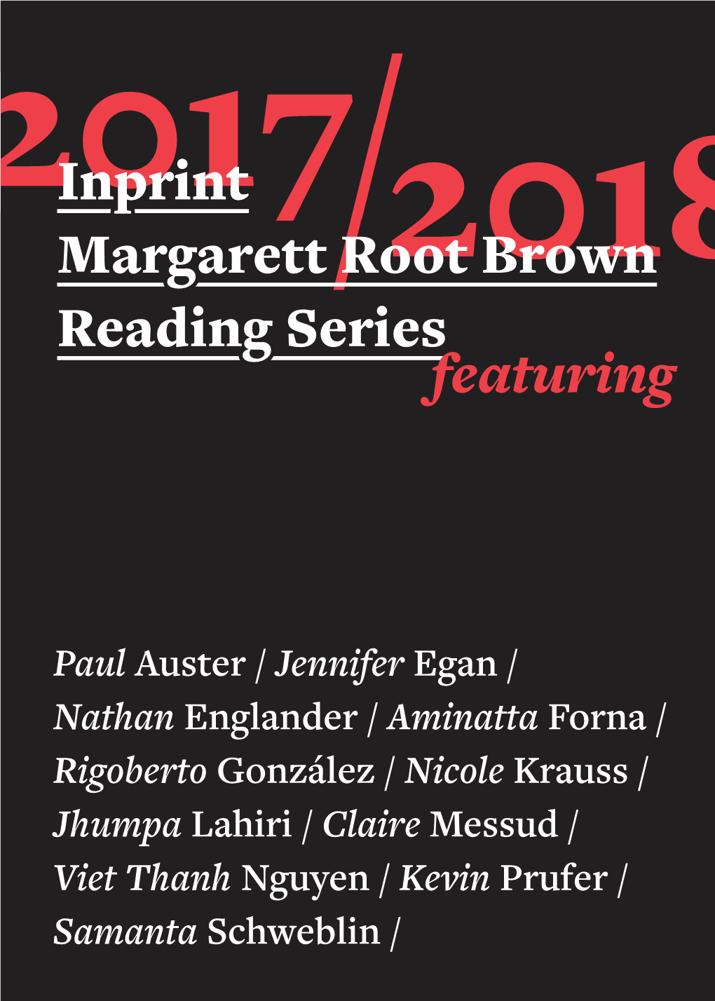 Inprint Margarett Root Brown Reading Series Featuring Inprint