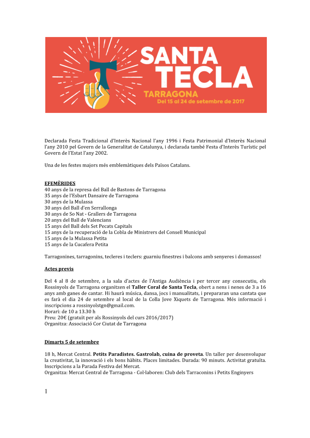 Programa Santa Tecla Rp