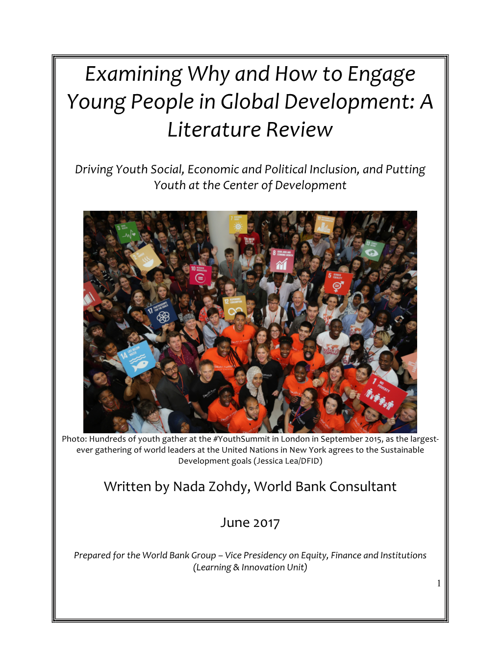 Examining Why and How to Engage Young People in Global Development: a Literature Review