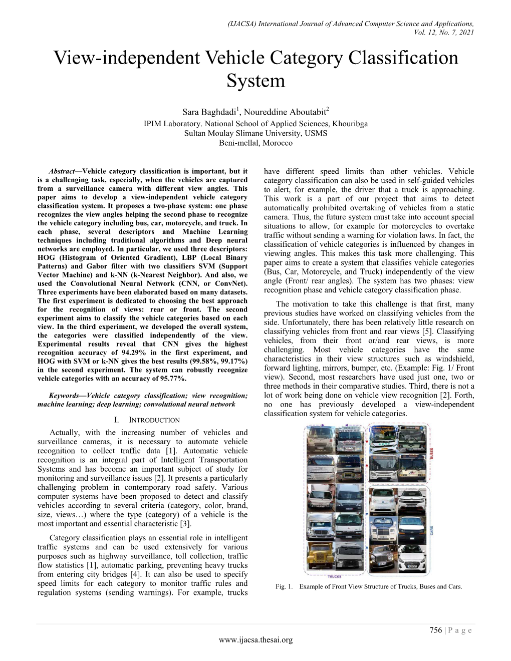 View-Independent Vehicle Category Classification System