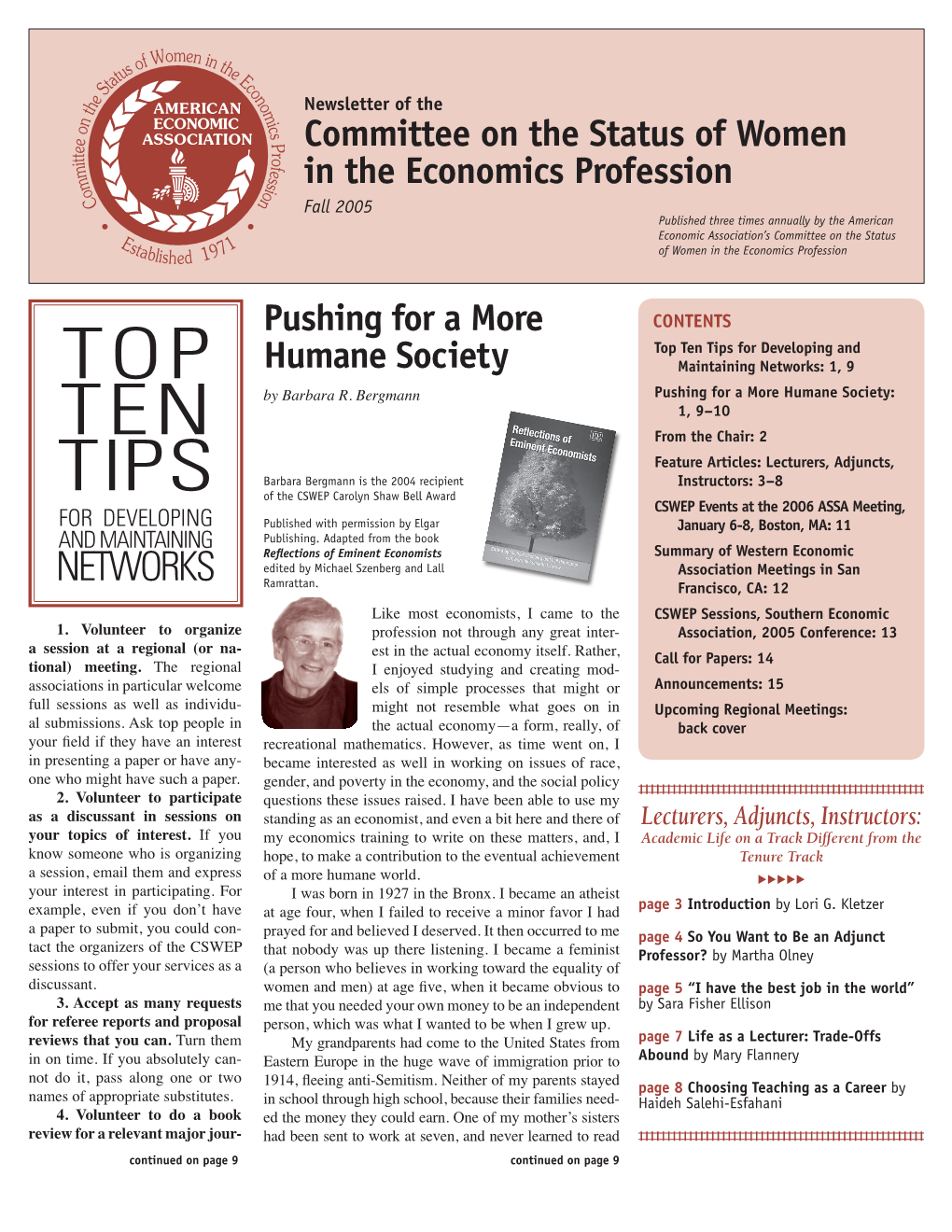 Fall 2005 Published Three Times Annually by the American Economic Association’S Committee on the Status of Women in the Economics Profession