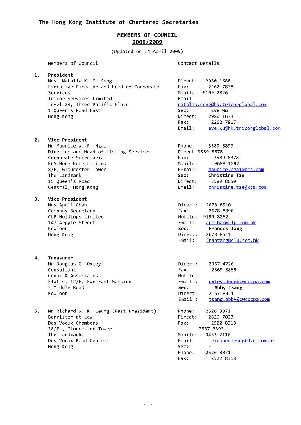 The Hong Kong Institute of Company Secretaries