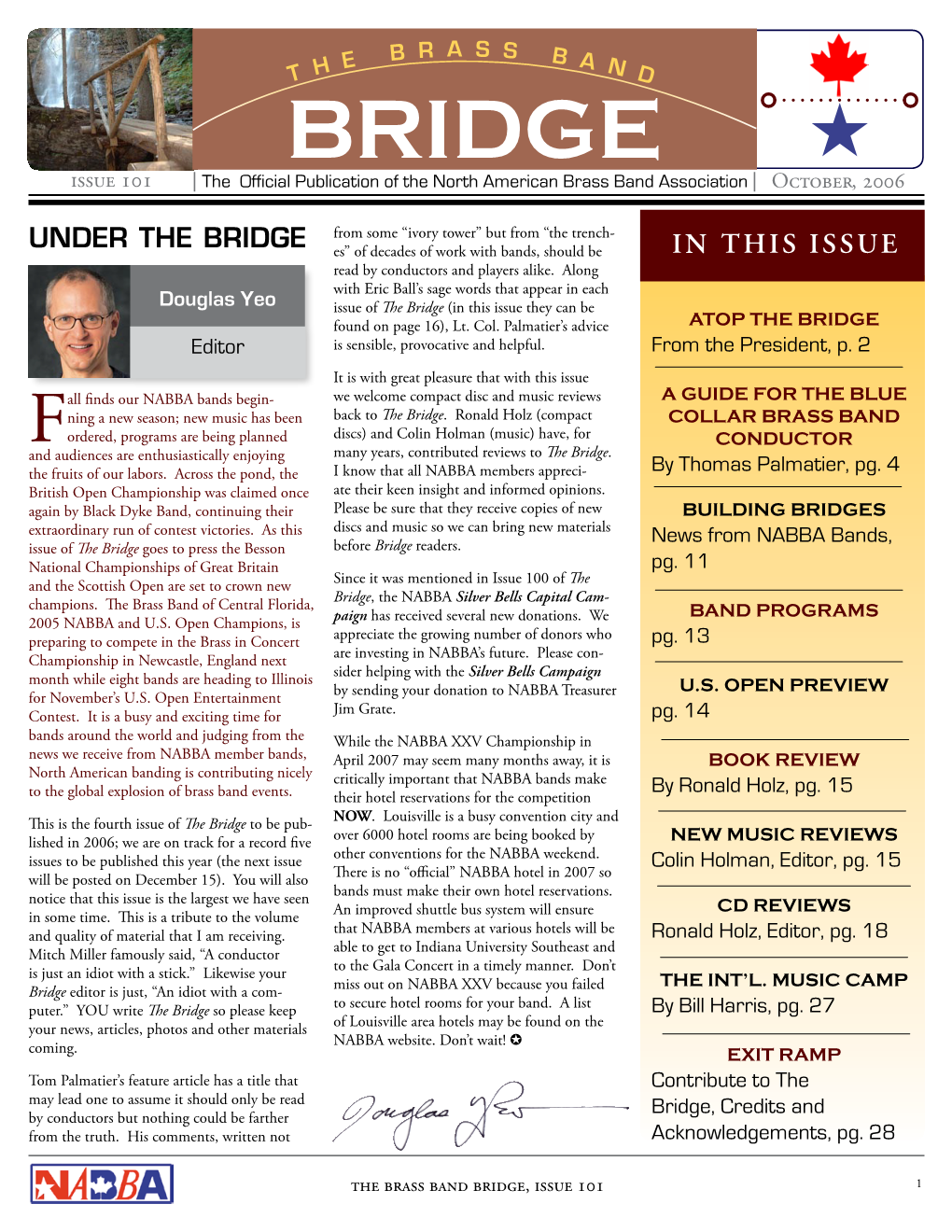 Issue 101 the Official Publication of the North American Brass Band Association October, 2006