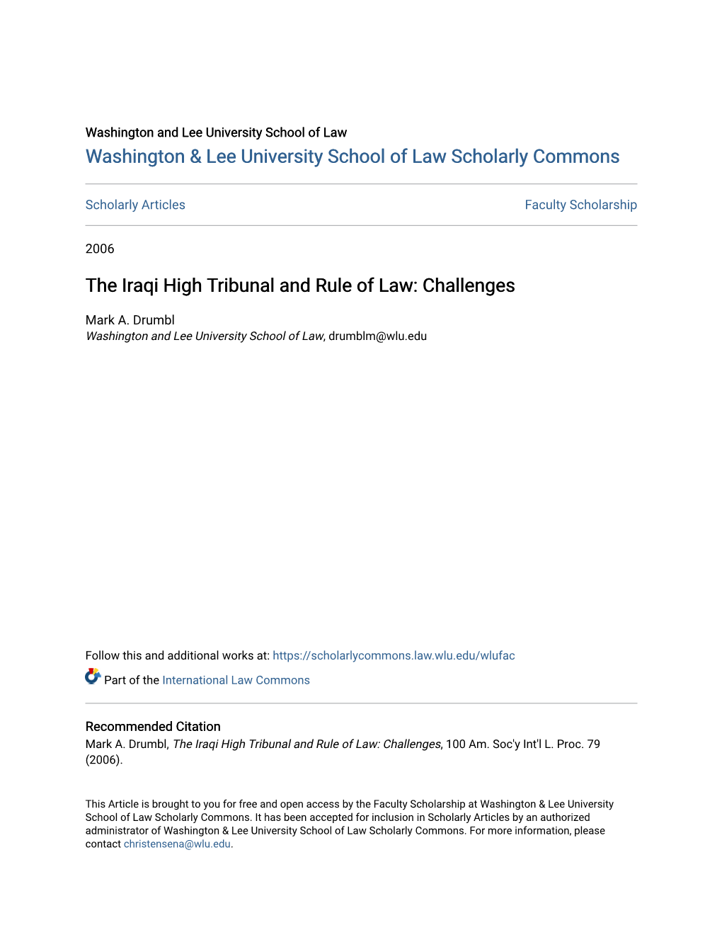 The Iraqi High Tribunal and Rule of Law: Challenges