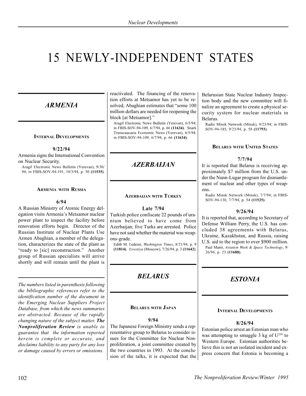 Npr 2.2: 15 Newly-Independent St Ates