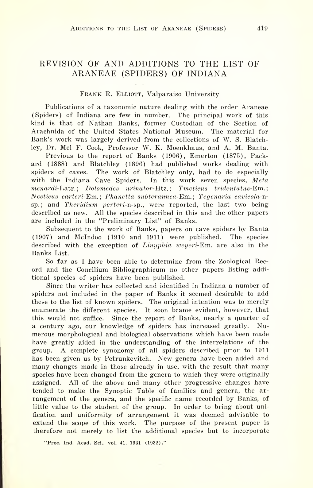 Proceedings of the Indiana Academy of Science