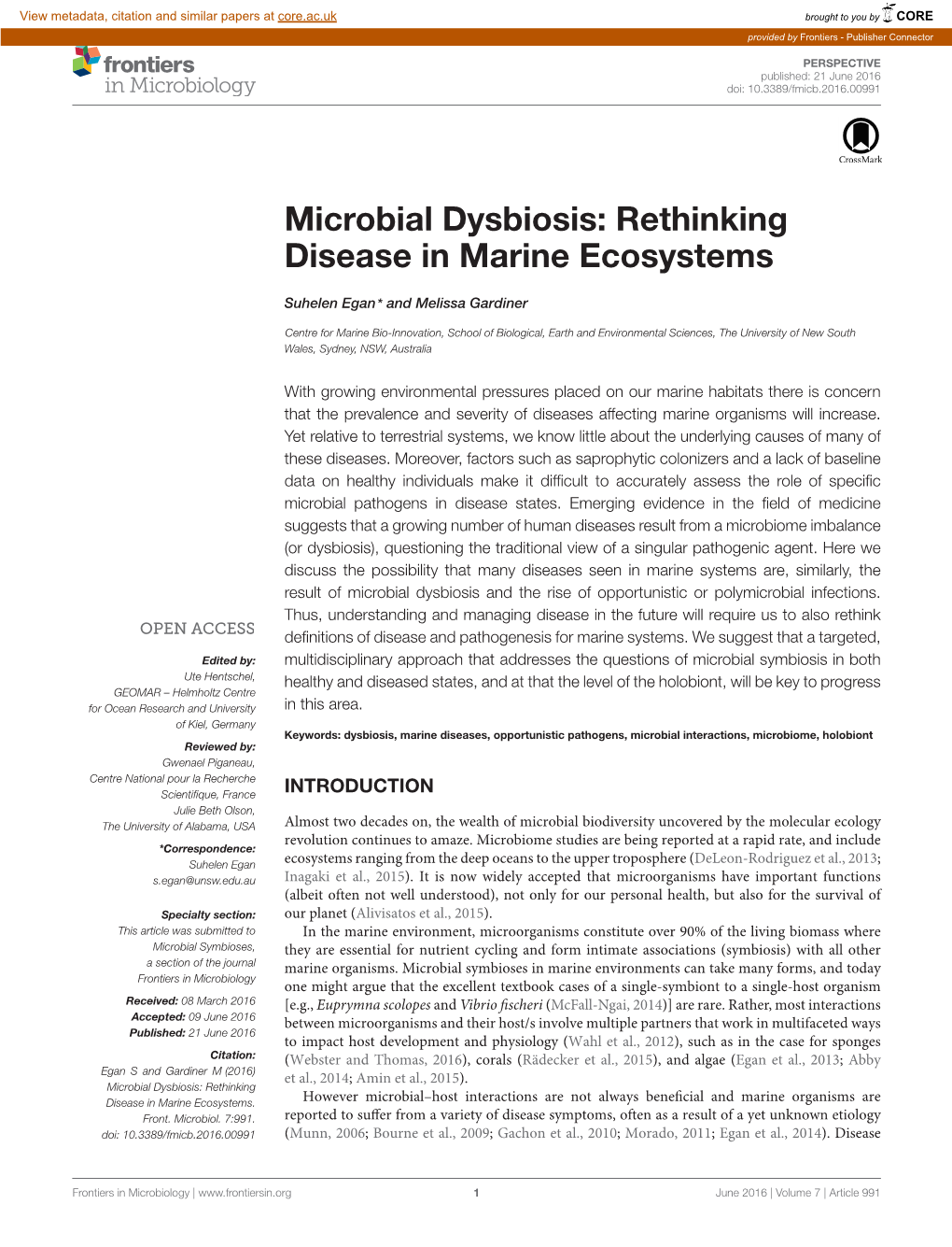 Microbial Dysbiosis: Rethinking Disease in Marine Ecosystems