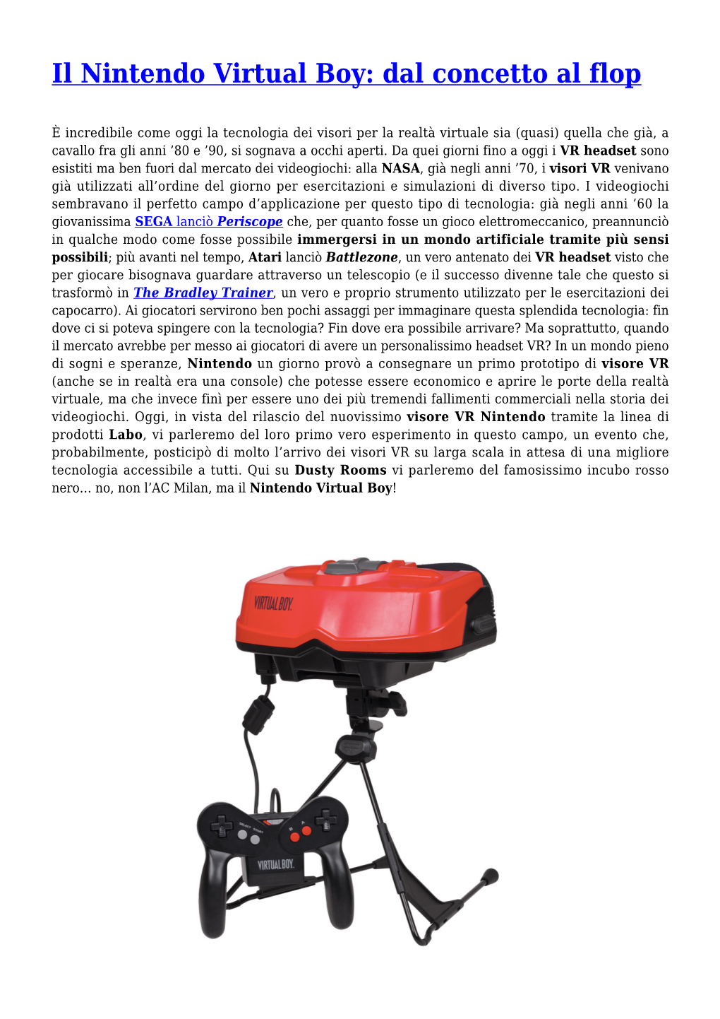 Il Nintendo Virtual Boy: Dal Concetto Al Flop