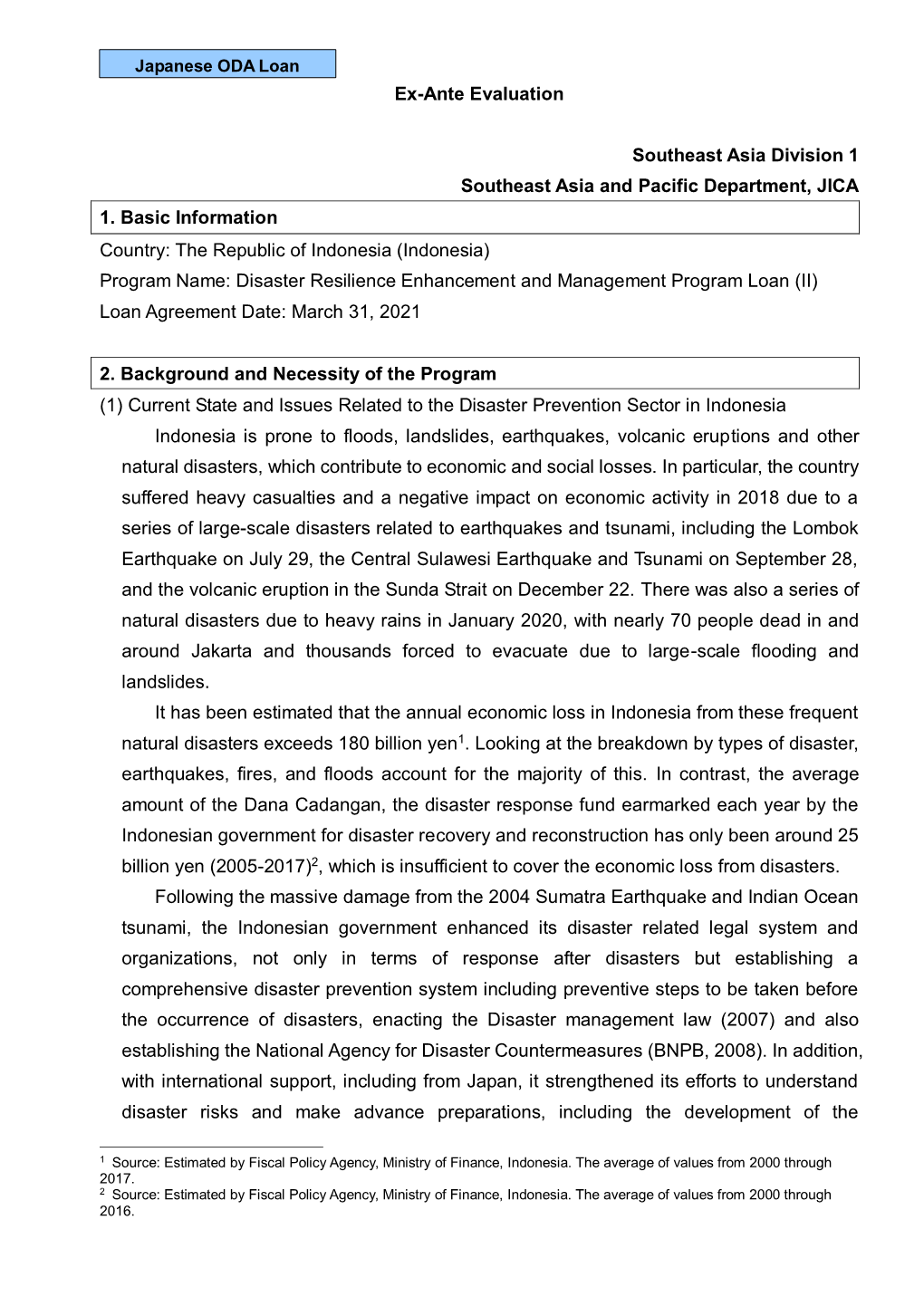 EX-Ante Evaluation (PDF/350KB)