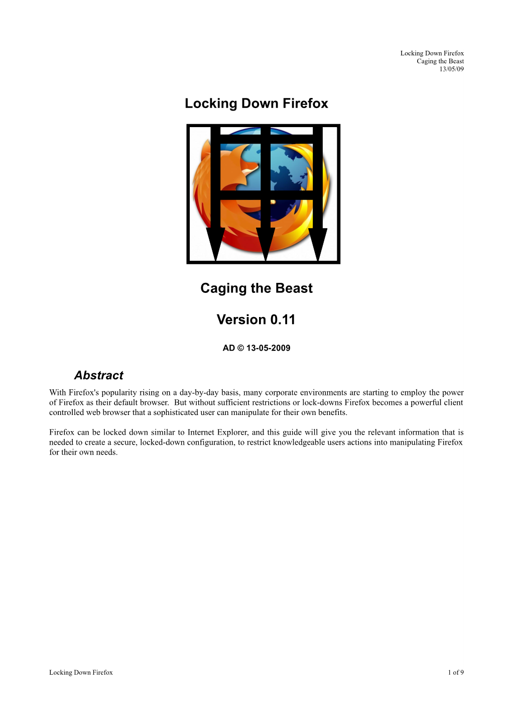 Locking Down Firefox Caging the Beast 13/05/09