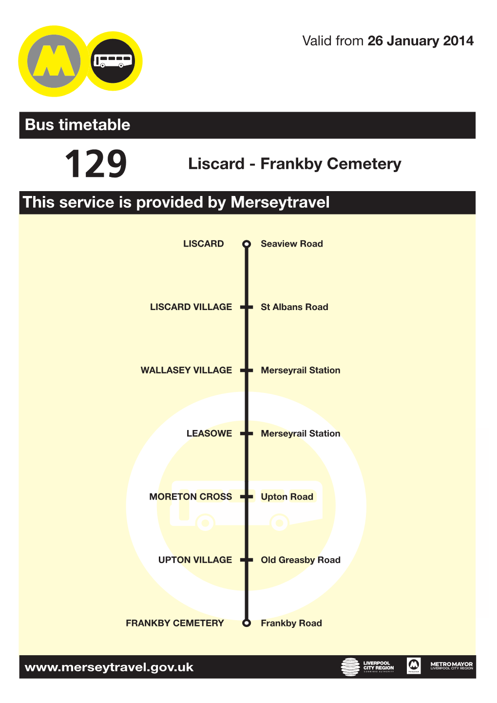 Bus Timetable This Service Is Provided by Merseytravel