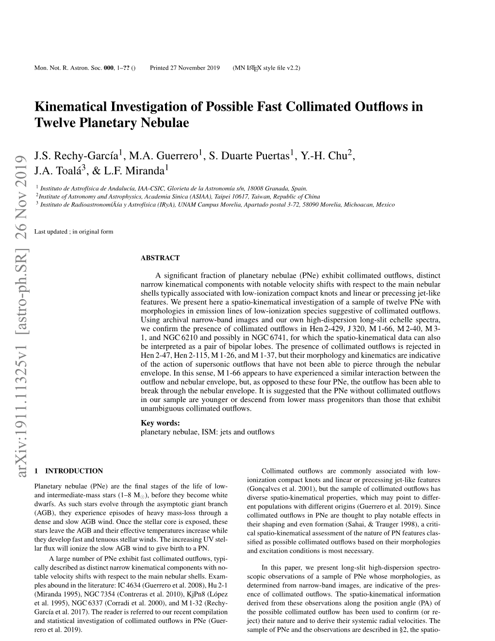 Kinematical Investigation of Possible Fast Collimated Outflows in Twelve