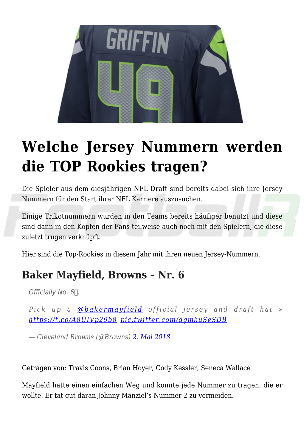 Welche Jersey Nummern Werden Die TOP Rookies Tragen?