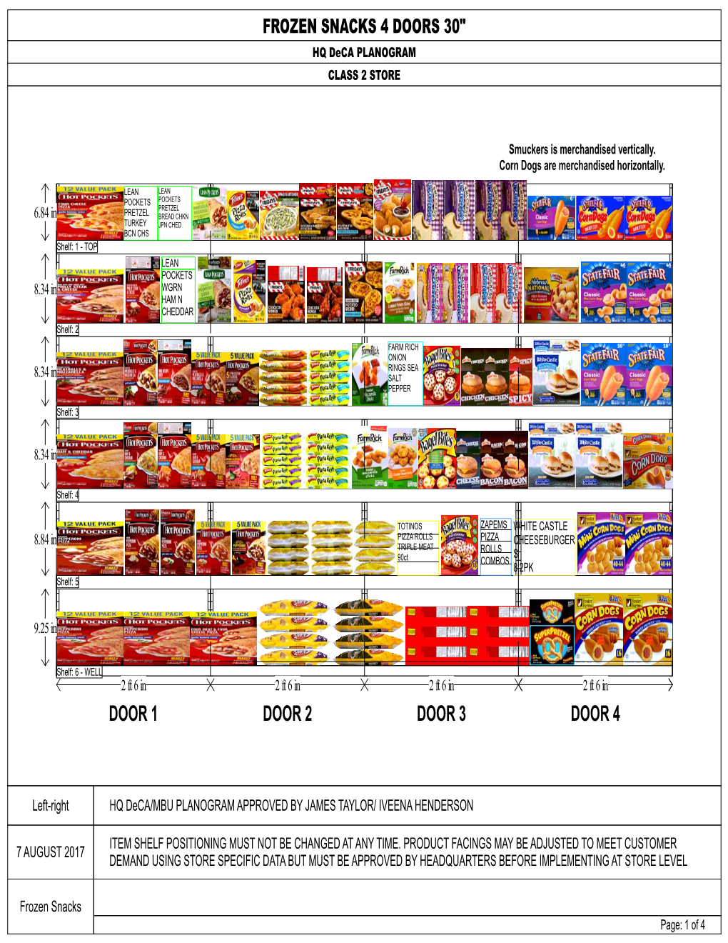 FROZEN SNACKS 4 DOORS 30" HQ Deca PLANOGRAM CLASS 2 STORE