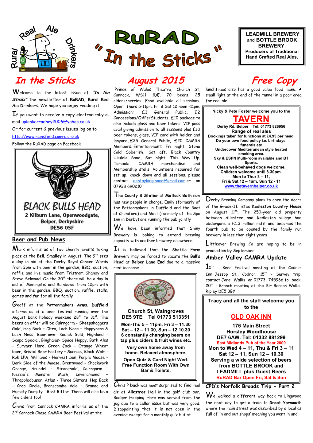Rurad August 2015 Newsletter