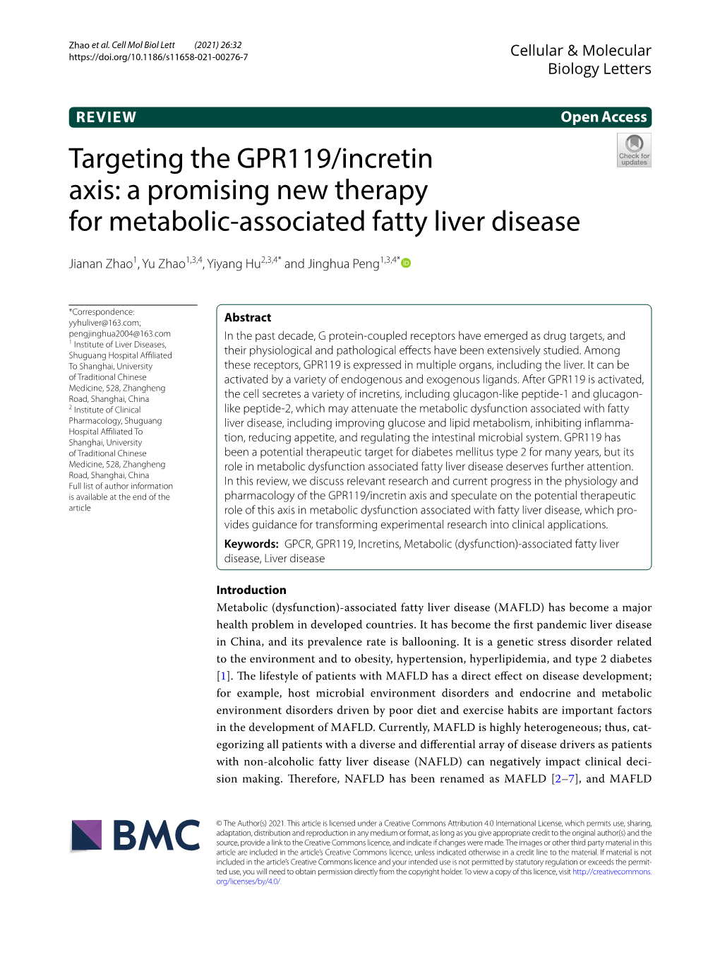 Targeting the GPR119/Incretin Axis: a Promising New Therapy for Metabolic‑Associated Fatty Liver Disease