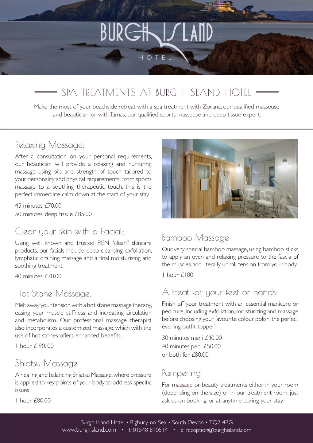 Spa Treatments at Burgh Island Hotel