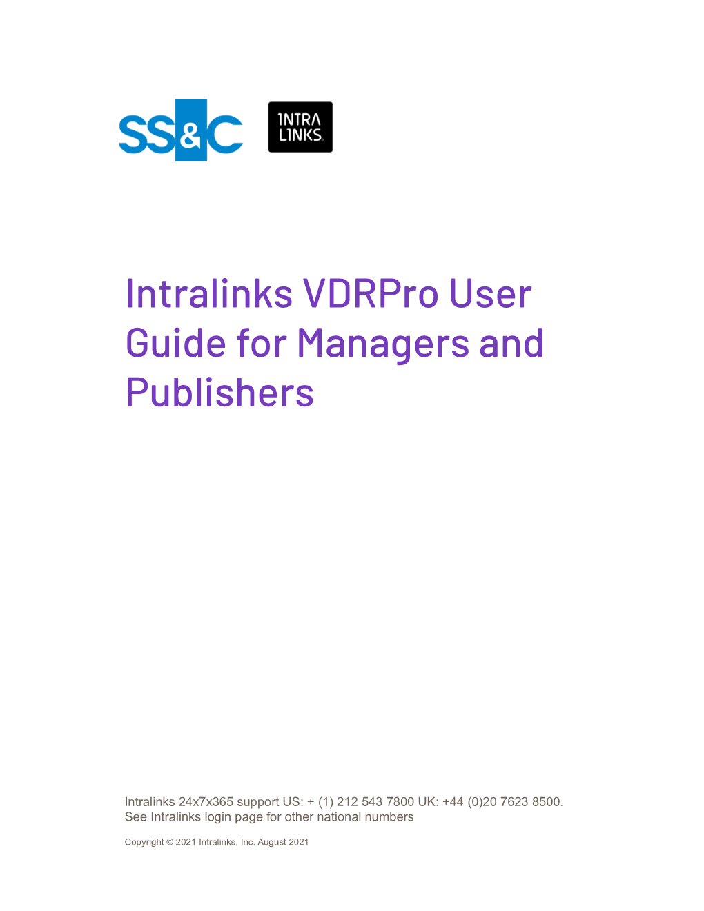 Intralinks Vdrpro User Guide for Managers and Publishers