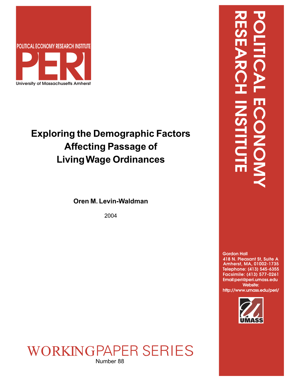 Exploring the Demographic Factors Affecting Passage of Living Wage Ordinances