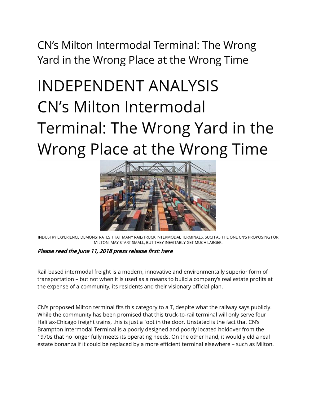 CN's Milton Intermodal Terminal