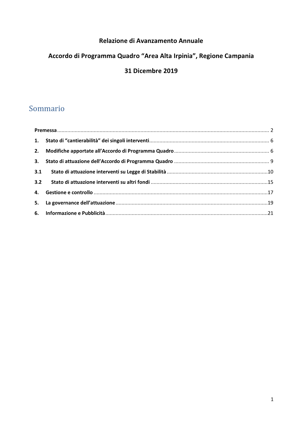 Relazione Avanzamento Annuale