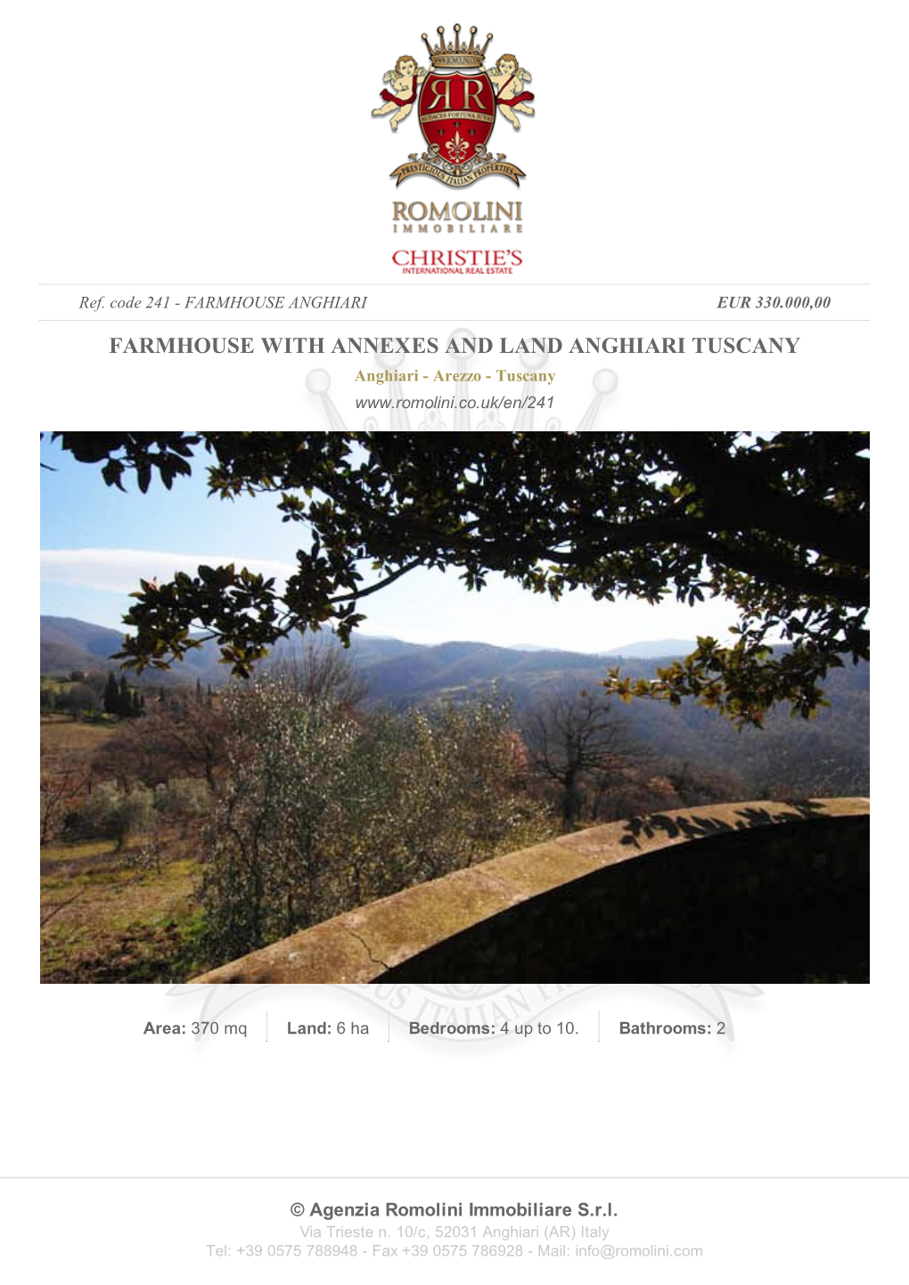 FARMHOUSE with ANNEXES and LAND ANGHIARI TUSCANY Anghiari - Arezzo - Tuscany