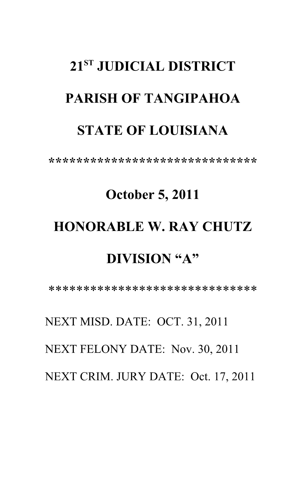 Defendants Name Appear Docket Service Asst