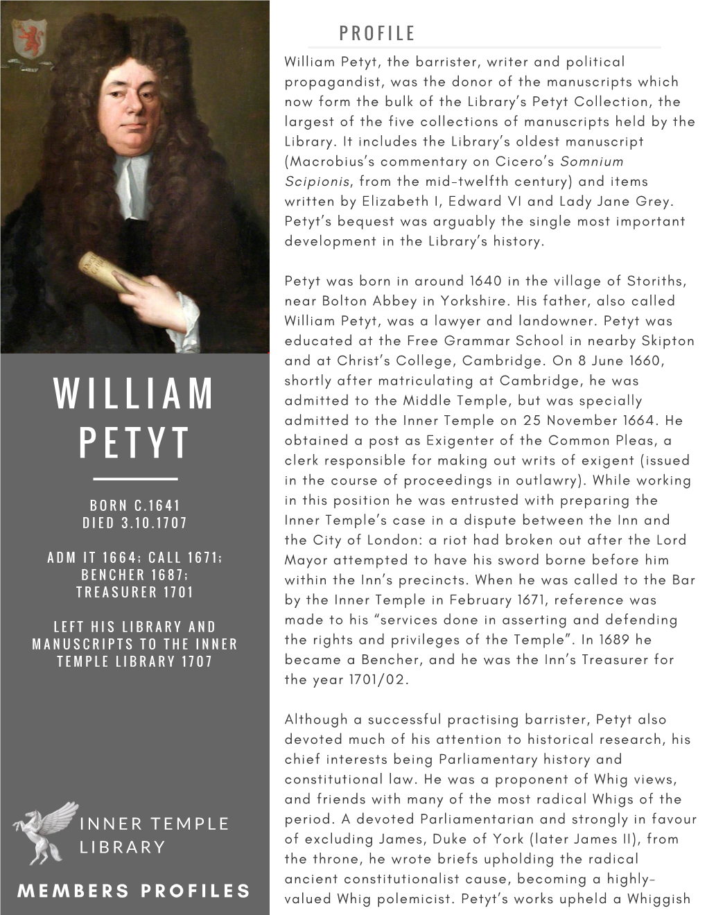 William Petyt Profile