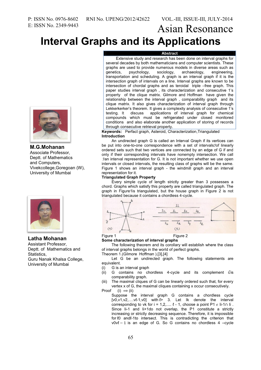 Interval Graphs and Its Applications