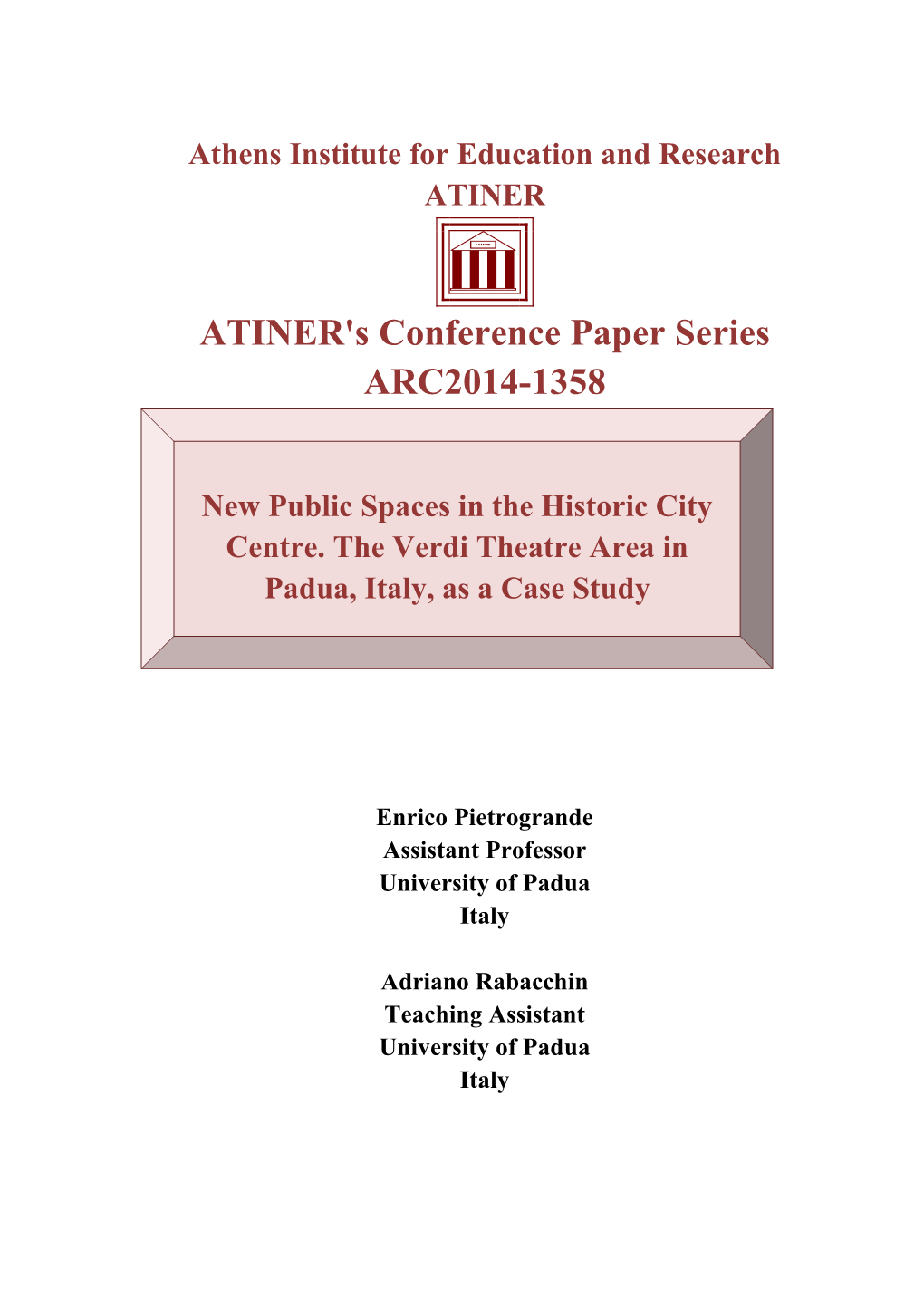 ATINER's Conference Paper Series ARC2014-1358